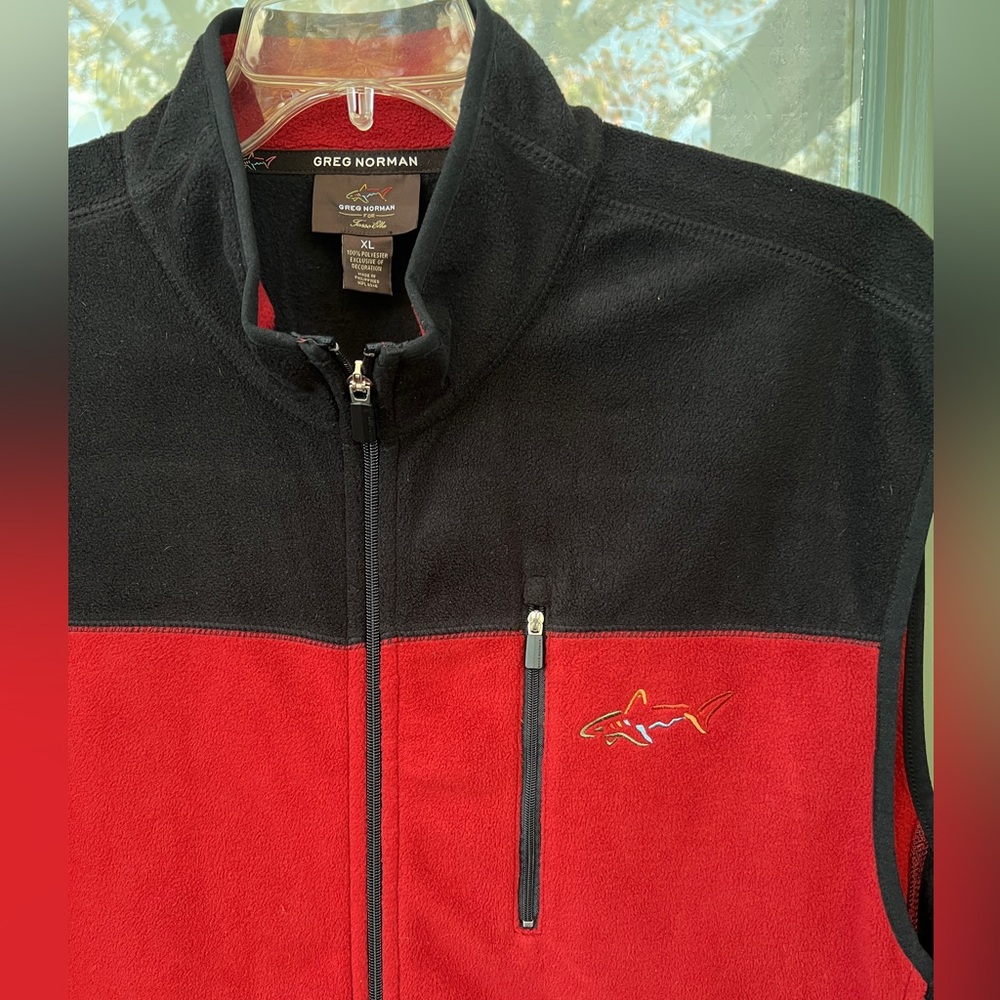 Fleece Vest Greg Norman For Tasso Elba, Full Zip, Red Black, Mens Size XL - Picture 3 of 6